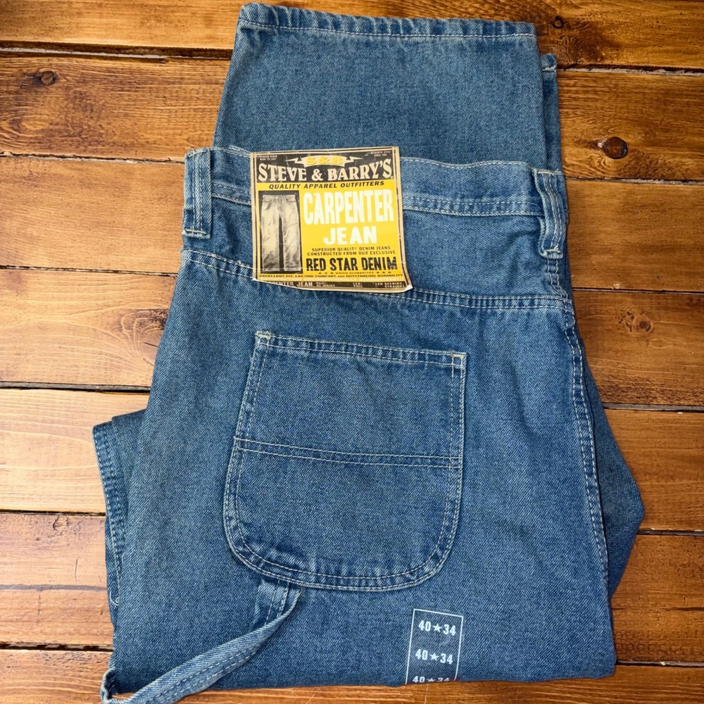 Vintage Steve & Barry's Carpenter Jeans Mens 40x34 Blue Red Star Denim y2k Loose